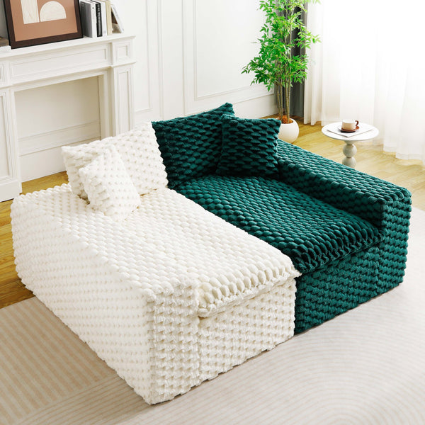 English Elm Luxury Color-Block Turtle Velvet Sofa - Versatile Seating For Stylish Living Rooms & Cozy Gatherings W3371S00053