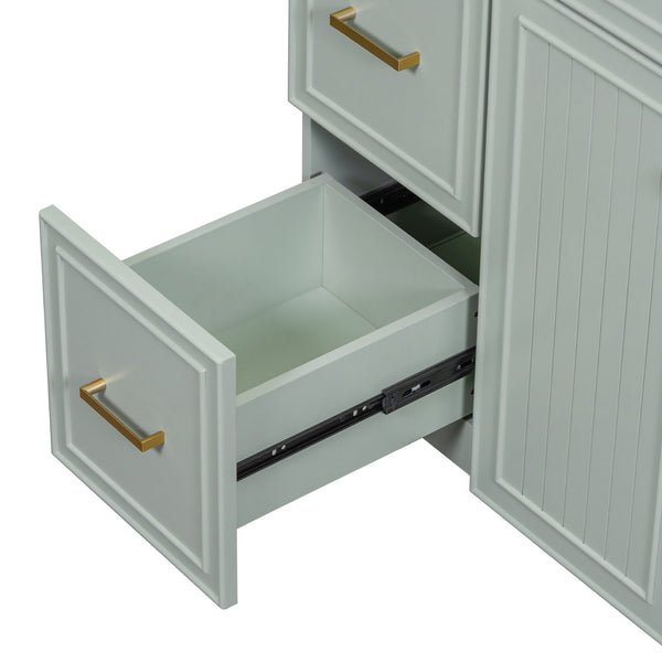 English Elm 36" Modern Bathroom Vanity with Ceramic Sink, Soft-Close Doors, Double-Layer Drawer & Storage Elegance Green N729P289163F