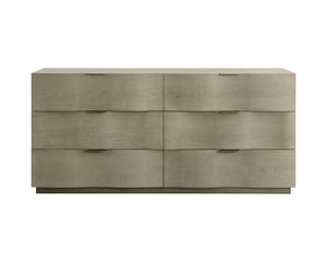 Sunpan Hoyos Dresser - Elegant Light Oak & Brass Finish, Soft-Close Drawers, Unique Character & Style