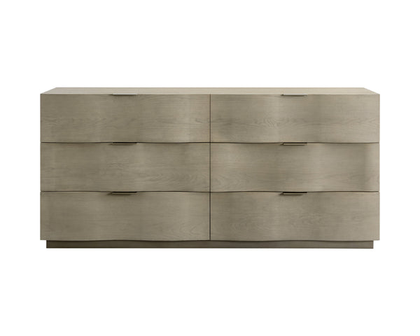 Sunpan Hoyos Dresser - Elegant Light Oak & Brass Finish, Soft-Close Drawers, Unique Character & Style
