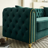 English Elm 86'' W Luxury Modern Tufted Sofa With 2 Piece s Of Toss Pillows For Living Room ,Bedroom,Green Color