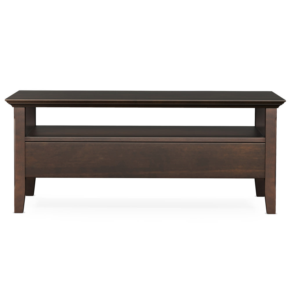 English Elm Acadian Coffee Table With Storage Drawer - Handcrafted Solid Wood In Brunette Brown Finish, Versatile Design B136P203456