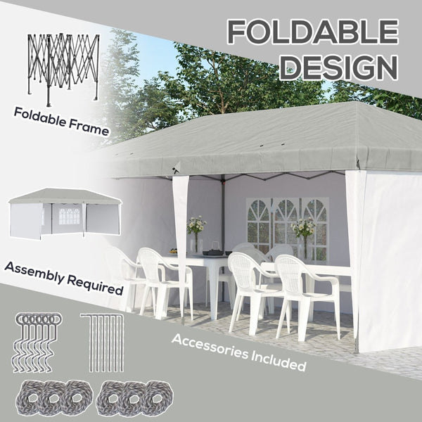 English Elm Outsunny 10' X 20' Heavy-Duty Pop Up Canopy Tent With Sidewalls - Perfect For Parties & Events! W2225P174250-GIGA