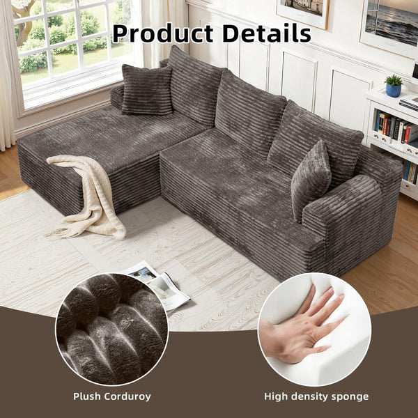 English Elm Modern Chenille Sectional Sofa with Chaise Modular L Shape for Living Room W3653P443574