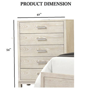 English Elm 1pc Chest Transitional Weathered Finish 5-Drawer Tall Dresser with Dentil Molding and Metal Knobs Gray 45 L x 21 W x 57 H B2741P370418