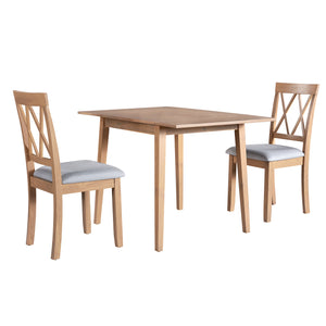 English Elm 3 Piece Kitchen Dining Set with Space-Saving Drop Leaf Table and Upholstered Ergonomic Chairs for Small Spaces Natural N752S000617A