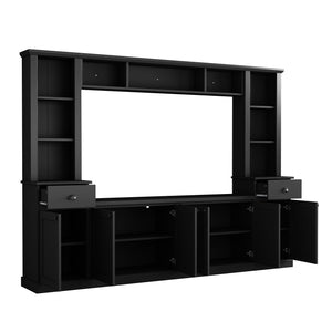 English Elm Minimalist Modular Wall Unit Four Piece Entertainment System Fits Tvs up to 75 Inches Black SD000031AAB