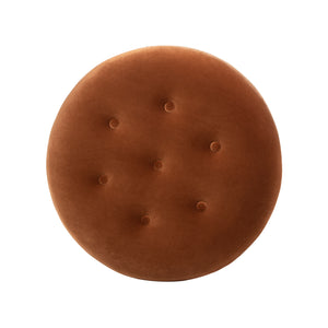 English Elm Jennifer Taylor Home - Yolanda Round 24" Upholstered Accent Ottoman in Performance Velvet with Tassel Fringe, Durable Build Burnt Orange B2719P358853