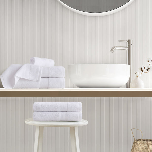 JLA Home Comfort Spaces - 500GSM Plush 6pc Towel Set Crafted from 100% Turkish Cotton for Spa Softness, Quick-Dry, Oeko-Tex Safe White AM73-0224