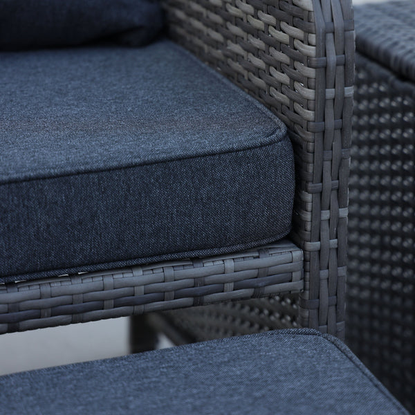 English Elm 5 Pieces Wicker Patio Furniture Set Grey PE Rattan 2 Chairs 2 Ottomans + Table Waterproof Cushions W813P283082