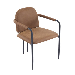 English Elm Christopher Knight Home® - Dinning modern iron-frame dining chair set of 2 with durable fabric seats, compact, stylish and sturdy Black,Brown N771P247180W