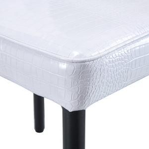 English Elm A Set of 2 Crystal Button Faux Leather Dining Chairs with Embossed Croc Texture White+Black W3226P344024