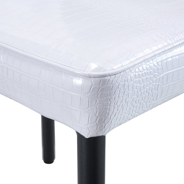 English Elm A Set of 2 Crystal Button Faux Leather Dining Chairs with Embossed Croc Texture White+Black W3226P344024