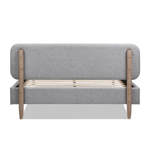 English Elm Jennifer Taylor Home - Diego Queen Upholstered Platform Bed - Light Grey, Modern Design With Natural Wood Legs & Comfort B2719P238661