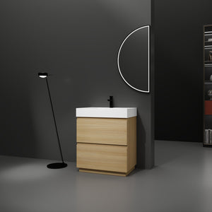English Elm 30" Bathroom Vanities - Modern Oak Sink Cabinet With Double Drawers, Freestanding And Stylish Design W1972S00008