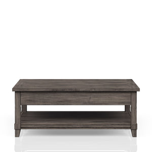 English Elm Lift Top Rustic Gray Cocktail Table with Casters, Solid Wood & MDF, Lift Storage Shelf, Sturdy Moving Table - Durable Design B2699P208928
