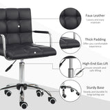 English Elm Homcom Home Office Chair, Modern Computer Desk Chair, Task Chair With Upholstered Pu Leather, Adjustable Height, Swivel Wheels, Black