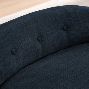 English Elm Oversized Oval Dog Sofa with Tufted Linen Backrest for Large Breed Lounging Comfort Dark Blue W487P415301
