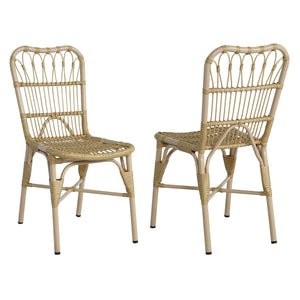 English Elm Christopher Knight Home® - Outdoor Hand-Woven PE Rattan Patio Dining Chairs Set of 2 with Iron Frame 400lb Capacity, No Assembly Required Natural N762P236148N