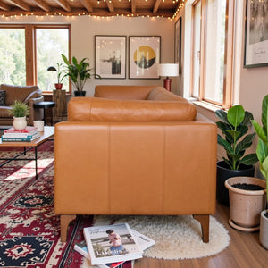 English Elm Uvalde Vegan Leather Sofa with Tapered Legs and Low Profile Mid-century Design B183P423282