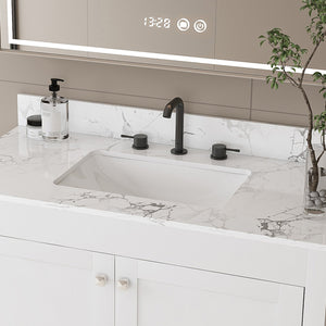 English Elm Modern 43" Bathroom Vanity With Carrara White Top, Soft-Close Drawer & Durable Mdf Cabinet Design W509S00139