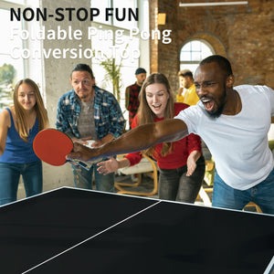 English Elm 9ft Foldable Ping Pong Conversion Top Mdf Playing Surface for Game Room Fun Black W1408P442642