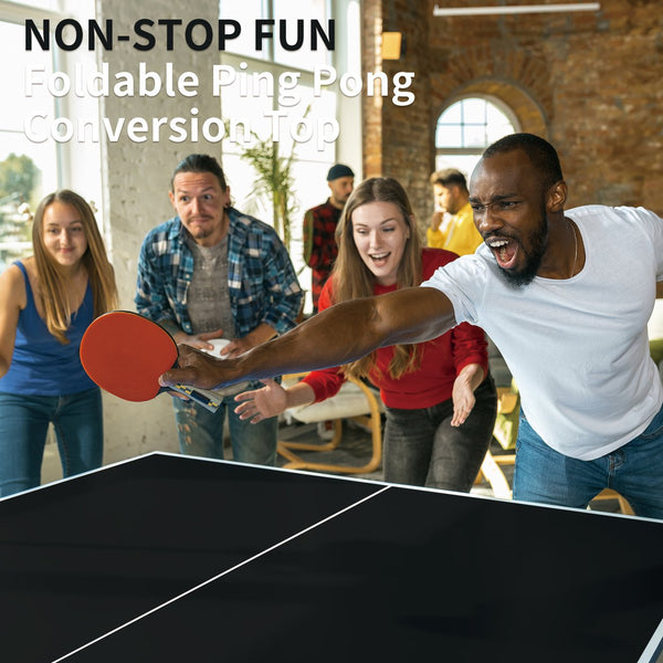 English Elm 9ft Foldable Ping Pong Conversion Top Mdf Playing Surface for Game Room Fun Black W1408P442642