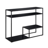 42" Metal and Wood Console Table with Tiered Shelves Black FSIL2KBL Walker Edison