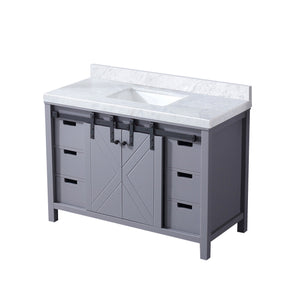 English Elm Dark Grey Bath Vanity 48" W X 22" D With Elegant Carrara Marble Top, Solid Wood Frame & Storage Solutions B2731P260022