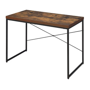 English Elm Weathered Oak Writing Desk With Sleek Black Metal Base - Modern Industrial Home Office Furniture B062P184521-GIGA