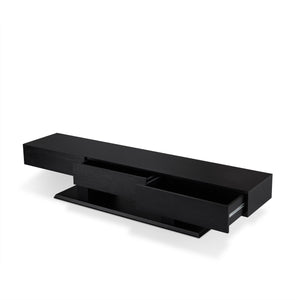English Elm Follian Black Finish TV Stand with 3 Drawers, Open Shelf, Ball-Bearing Glides for 50" TVs — Modern B2726P255763