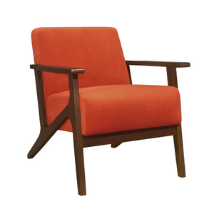 English Elm Modern Velvet Accent Chair with Dark Walnut Angular Frame, Streamlined Mid-Century Comfort Design Orange 35 L x 27.25 W x 19.25 H B011P271917