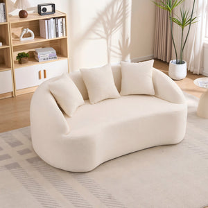 English Elm Ly-049s Curved Chenille Loveseat with Boneless Frame for Modern Living Spaces Off White W2231P402437