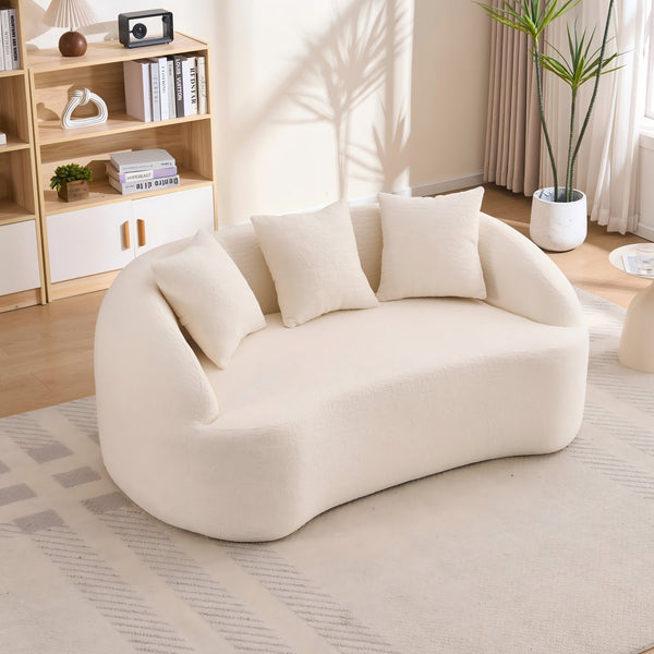 English Elm Ly-049s Curved Chenille Loveseat with Boneless Frame for Modern Living Spaces Off White W2231P402437