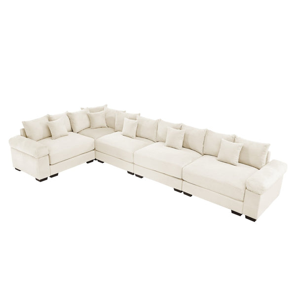 English Elm Oversized Cloud Modular Sectional Couch - Plush Corduroy, Ergonomic Design, Deep Seating & Easy Assembly W714S01297-GIGA