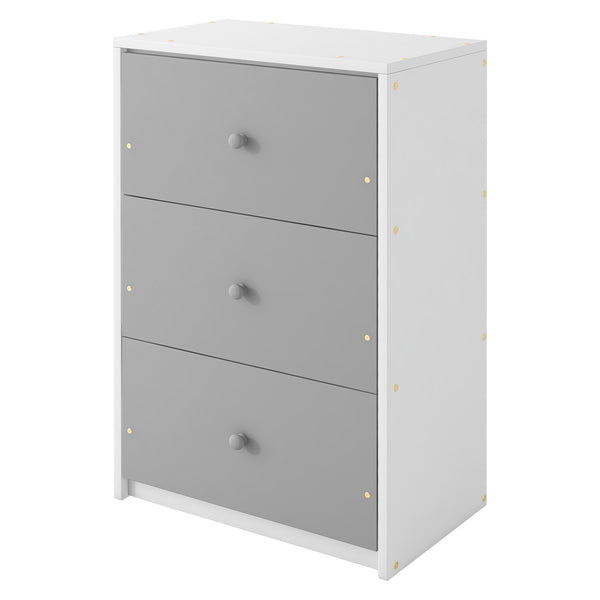 English Elm Twin Loft Bunk Bed with Built-In Drawers and Ladder, Space-Saving Twin over Twin Pine MDF Design Gray GX000424AAE