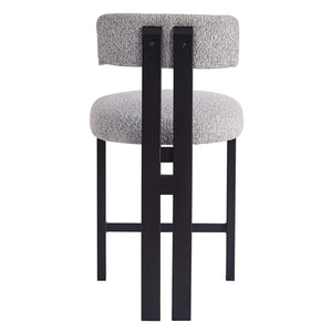 English Elm Christopher Knight Home® - 26.5'' Stylish Round Stools with Low Back - Comfortable Upholstered Seats, Walnut Base, Metal Frame Black+ Gray N780P236628G