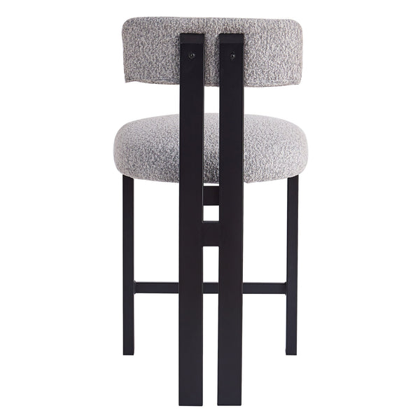 English Elm Christopher Knight Home® - 26.5'' Stylish Round Stools with Low Back - Comfortable Upholstered Seats, Walnut Base, Metal Frame Black+ Gray N780P236628G