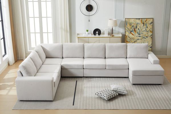 English Elm Large Modular L Shaped Sectional Sofa with Plush Cushions for Contemporary Living B2730S00054