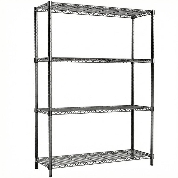 English Elm 1400 Lbs Capacity Four Tier Wire Shelving Unit Heavy Duty Steel Garage Pantry Rack Black W5386P445377