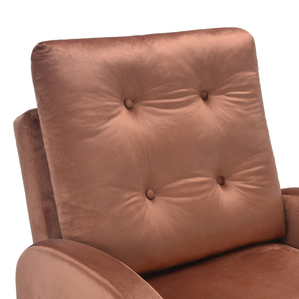 English Elm Upholstered Velvet Reclining Accent Chair with Ottoman Tufted Lounge Seating T3623P411360