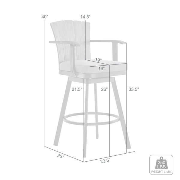 English Elm Hazel Outdoor Swivel Counterstool Powder Coated Aluminum Teak Accents Weather Resistant B2736P464819