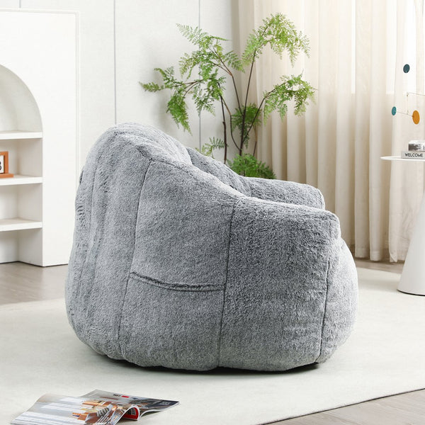 English Elm Bean Bag Chair – Cozy Faux-Fur Sofa With Armrests, High-Density Foam, Stylish For Living Room & More W2200P313806