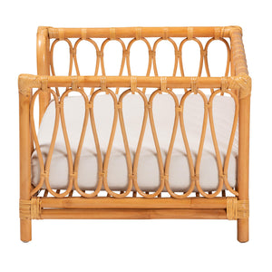 English Elm Bohemian Woven Rattan Pet Bed with Raised Sides Removable Cushion Honey Finish B2750P467747