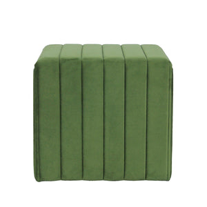 English Elm Ada Velvet Channel Tufted Square Ottoman Compact Accent Seat for Living Room B056P416980