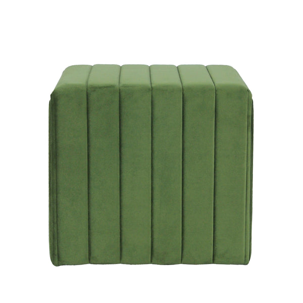 English Elm Ada Velvet Channel Tufted Square Ottoman Compact Accent Seat for Living Room B056P416980