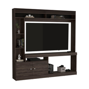 English Elm Entertainment Walnut Media Console with 2 Doors, 7 Shelves, 65" TV Support, Eco-Friendly Build B097S00194