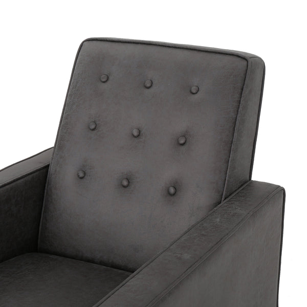 English Elm Christopher Knight Home® - Fabric Recliner Chair Mid-Century Modern Pushback Single Sofa with Tufted Cushion, Birch Legs, Cozy Comfort Slate 60741.00MF