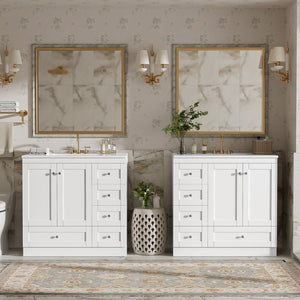 English Elm 72" Freestanding Bathroom Vanity Mdf Shaker Style with Ceramic Sink and Soft Close Storage N729P000031K