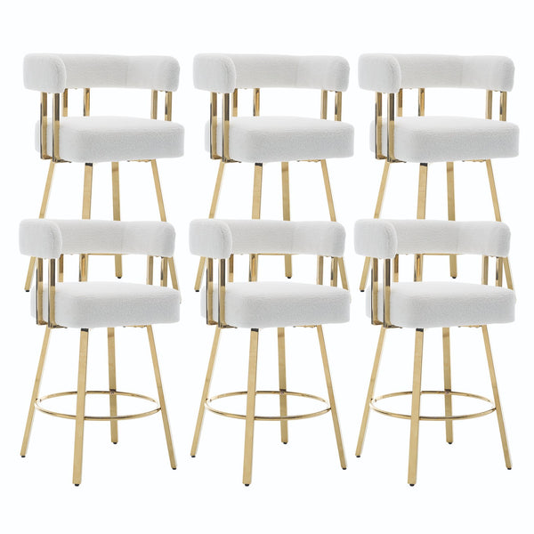 English Elm Ts Teddy Fleece Accent Chair Set of Two with Gold Square Legs for Glam Modern Spaces White W2311P412751